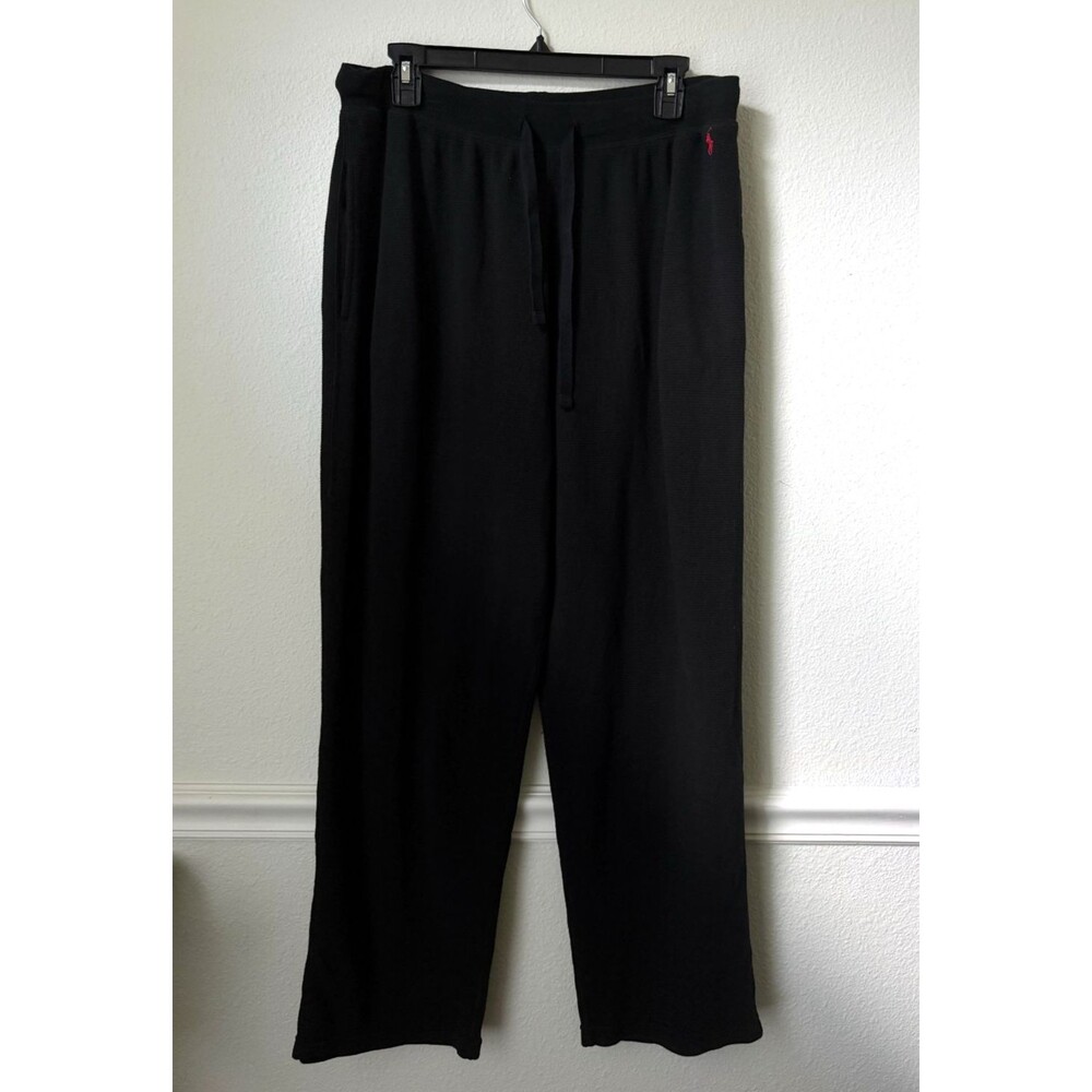 Polo Ralph Lauren Black Waffle Knit Lounge Pants Men’s Large Thermal Pajama